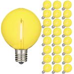 Yellow LED G50 Plastic Filament LED Globe Bulbs - 25pk