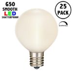 Frosted Warm White LED G50 Plastic Filament LED Globe Bulbs - 25pk