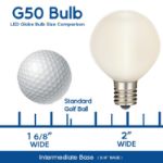 Frosted Warm White LED G50 Plastic Filament LED Globe Bulbs - 25pk