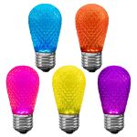 Modern Multi Color Diamond Faceted S14 LED Medium Base - 25pk