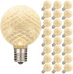 Warm White Diamond Faceted LED G50 Globe Bulbs - 25pk