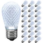 Pure White Diamond Faceted S14 LED Medium Base - 25pk