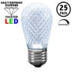 Pure White Diamond Faceted S14 LED Medium Base - 25pk