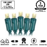 Commercial Grade Wide Angle 100 LED Warm White 34' Long on Green Wire
