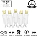 Commercial Grade Wide Angle 100 LED Warm White 50' Long on White Wire
