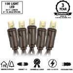 Commercial Grade Wide Angle 100 LED Warm White 50' Long on Brown Wire