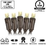 Commercial Grade Wide Angle 100 LED Warm White 34' Long on Brown Wire