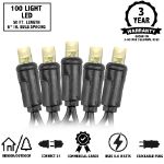 Commercial Grade Wide Angle 100 LED Warm White  50' Long on Black Wire