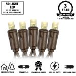 Commercial Grade Wide Angle 50 LED Warm White 25' Long on Brown Wire