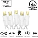 Commercial Grade Wide Angle 70 LED Warm White 24' Long on White Wire