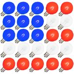 Red/White/Blue G50 U-Shaped LED Glass Flex Filament Replacement Bulbs 25 Pack