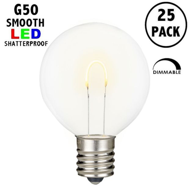 Warm White G50 U-Shaped LED Plastic Flex Filament Replacement Bulbs 25 Pack