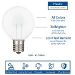 Pure White G50 U-Shaped LED Plastic Flex Filament Replacement Bulbs 25 Pack