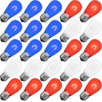 Red/White/Blue S14 U-Shaped LED Glass Flex Filament Replacement Bulbs 25 Pack