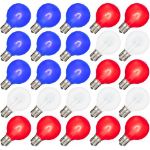 Red/White/Blue G40 U-Shaped LED Glass Flex Filament Replacement Bulbs 25 Pack
