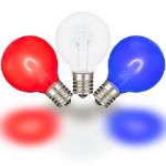 Red/White/Blue G40 U-Shaped LED Plastic Flex Filament Replacement Bulbs 25 Pack