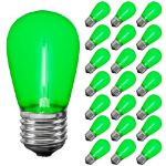 Green S14 LED Plastic Filament Medium Base e26 Bulbs  - 25pk