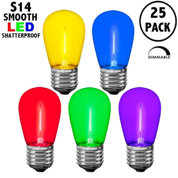 Rainbow S14 LED Plastic Filament Medium Base e26 Bulbs  - 25pk