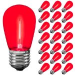 Red S14 LED Plastic Filament Medium Base e26 Bulbs  - 25pk
