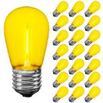 Yellow S14 LED Plastic Filament Medium Base e26 Bulbs  - 25pk