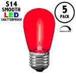 Red S14 LED Plastic Filament Medium Base e26 Bulbs  - 5pk