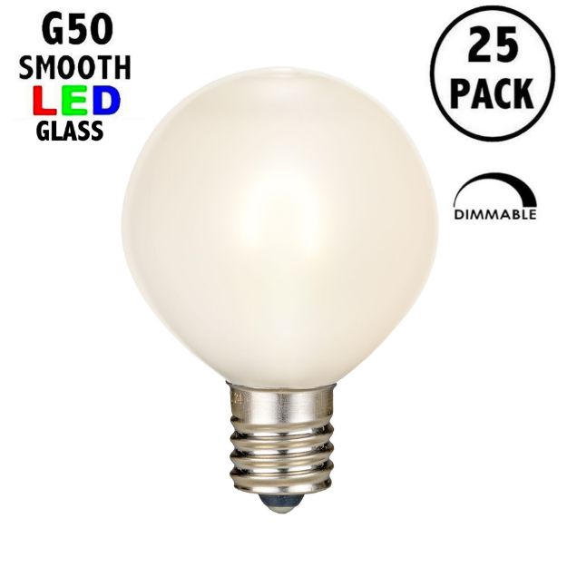 Warm White Satin G50 U-Shaped LED Glass Flex Filament Replacement Bulbs 25 Pack