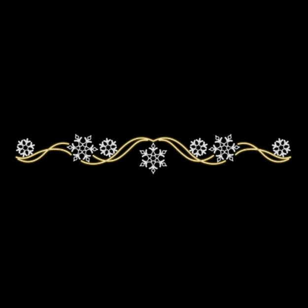 21' Wide Streamer with 7 Snowflakes Pure White and Warm White Snowflakes