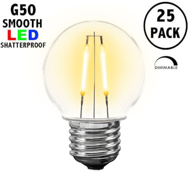 Dual Filament Warm White LED Medium Base G50 Plastic Globe Bulbs - 25pk