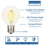 50 LED Filament G40 Globe String Light Set with Warm White Bulbs on Black Wire