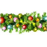 9' Blended Pine Garland Pre-Lit with Warm White LEDs Decorated with the Tropical Ornament Collection