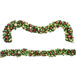 9' Sequoia Garland with Warm White LED Lights and Traditional Themed Ornaments