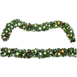 9' Sequoia Garland with Warm White LED Lights and Woodland Themed Ornaments