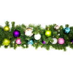 9' Sequoia Garland with Warm White LED Lights and Victorian Themed Ornaments
