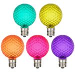 Modern Multi Color Diamond Faceted LED G50 Globe Bulbs - 25pk