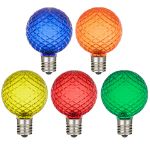 Multi Color Diamond Faceted LED G40 Globe Bulbs - 25pk