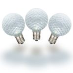 Pure White Diamond Faceted LED G40 Globe Bulbs - 25pk