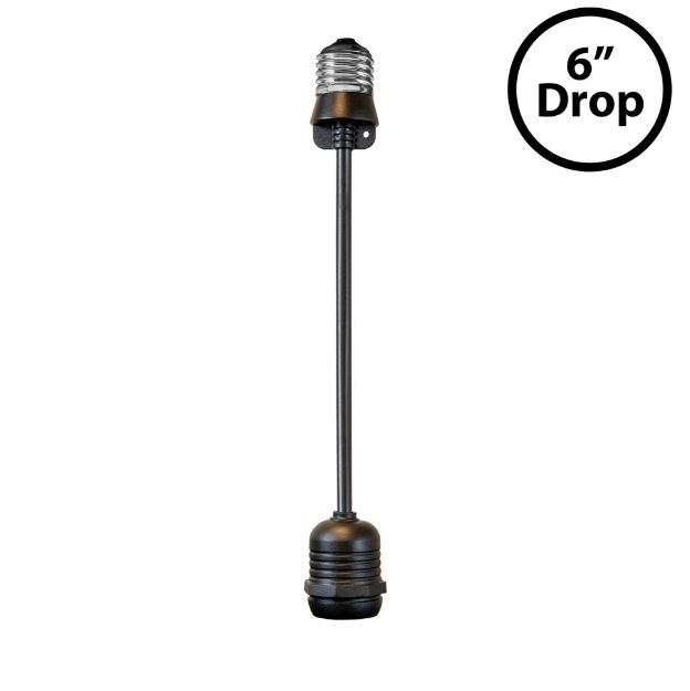 6" Medium Base (E26) Socket Extender  (Drop)– Black