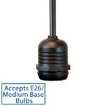 12" Medium Base (E26) Socket Extender (Drop) – Black