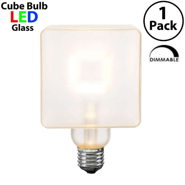 LED Square Frosted Warm White Medium Base Glass Filament Bulb - 1pk
