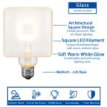 LED Square Frosted Warm White Medium Base Glass Filament Bulb - 1pk