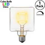LED Square Warm White Medium Base Glass Filament Bulb - 1pk