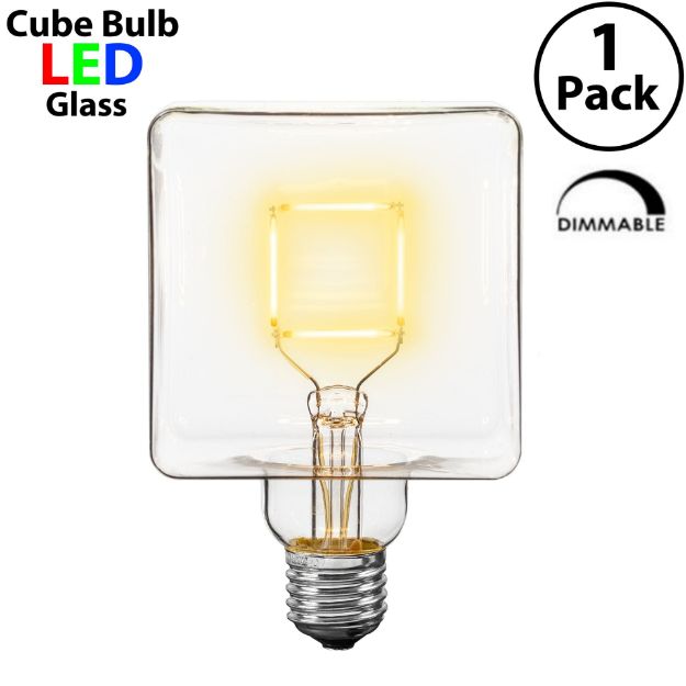 LED Square Warm White Medium Base Glass Filament Bulb - 1pk