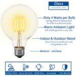 LED G95 Globe Warm White Medium Base Glass Filament Bulb - 4pk
