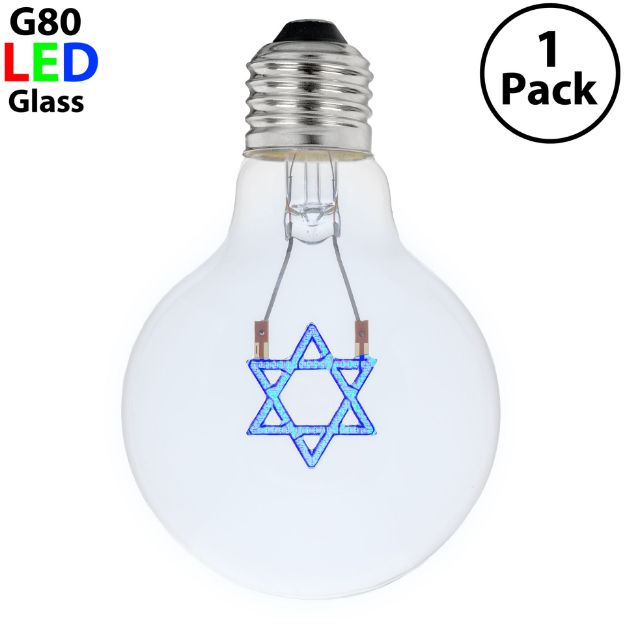 LED Star of David Decorative Filament G80 Medium Base Glass Bulb  - 1pk