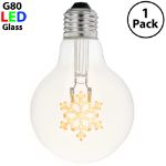 LED Snowflake Decorative Filament G80 Medium Base Glass Bulb  - 1pk