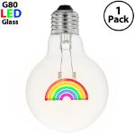 LED Rainbow Decorative Filament G80 Medium Base Glass Bulb  - 1pk