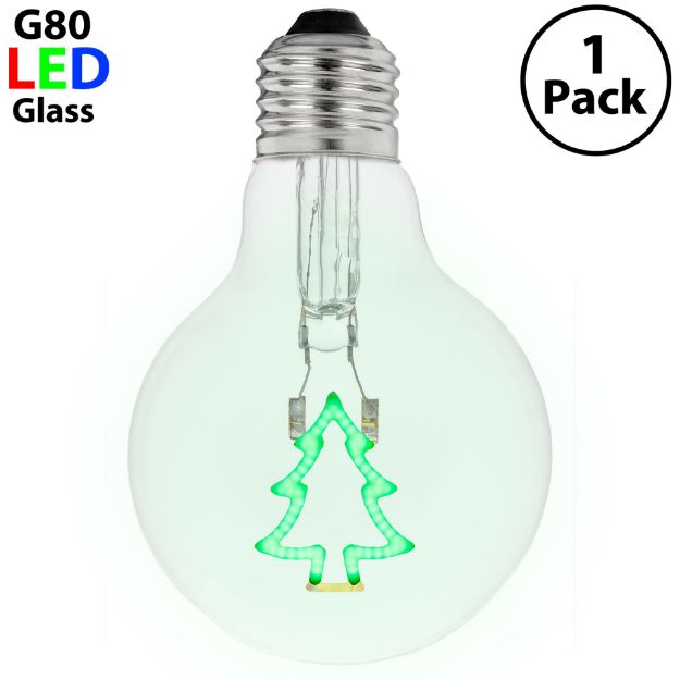 LED Christmas Tree Decorative Filament G80 Medium Base Glass Bulb  - 1pk