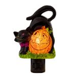 Halloween Night Light - LED Pumpkin Cat Night Light - Swivel Plug w/LED Bulb