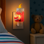 Christmas Night Light - Santa w/Candle - Swivel Plug w/LED Bulb