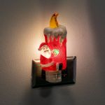 Christmas Night Light - Santa w/Candle - Swivel Plug w/LED Bulb